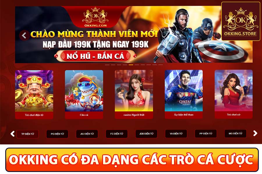 Nhà cái okkingcom cung cấp đa dạng các trò chơi